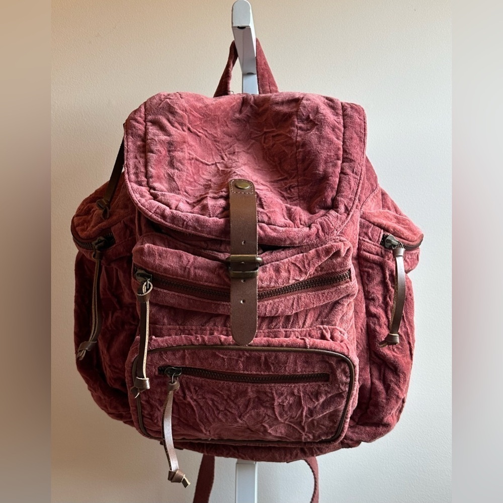 NWT Free People Malta Velvet Backpack Sepia Rose
